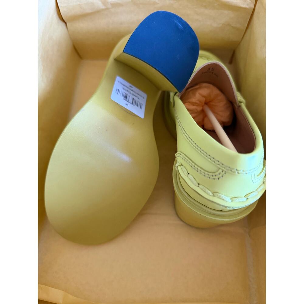New Tods leather penny loafer heels yellow sz 35 - Picture 8 of 15